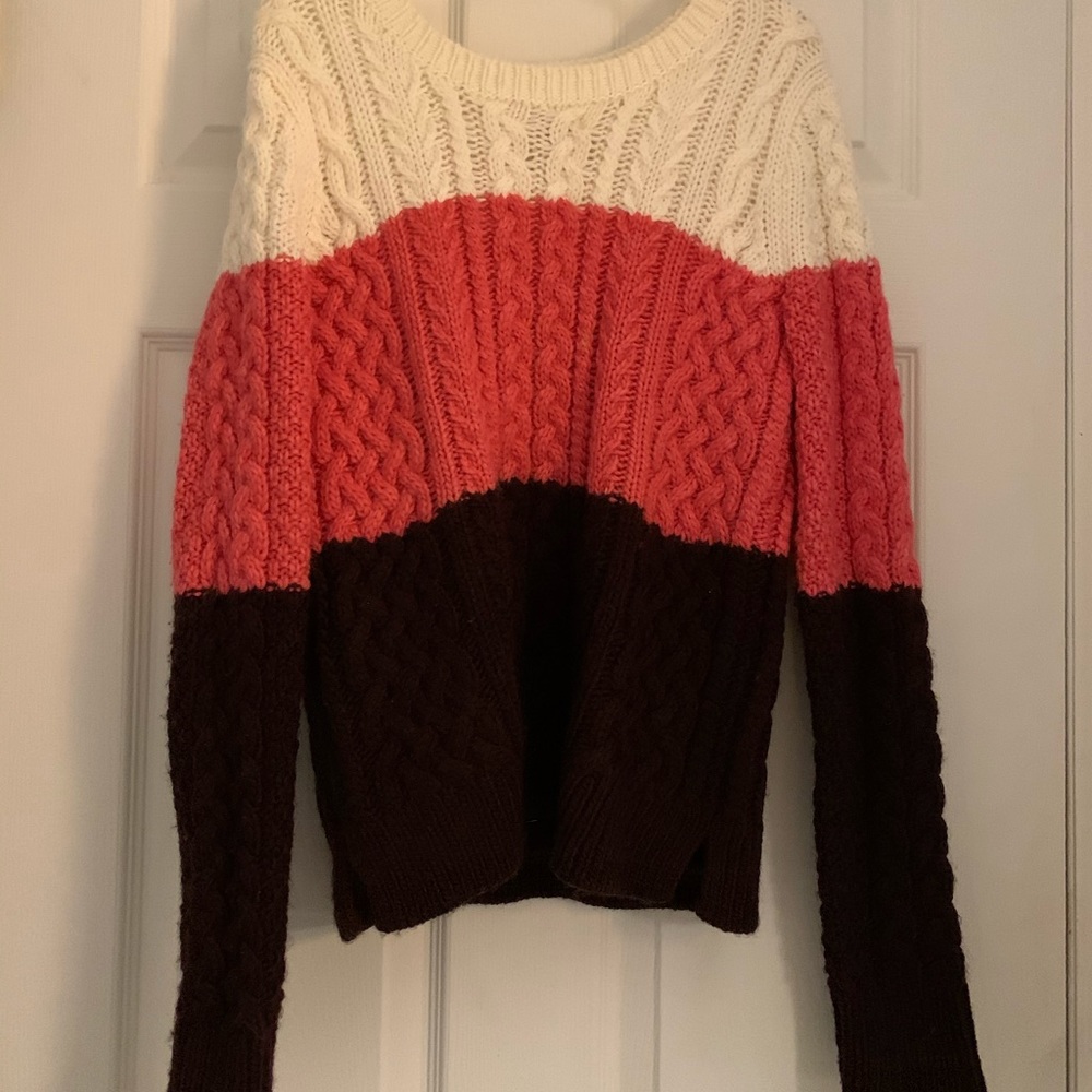 LOFT Tri-Color Knit Sweater